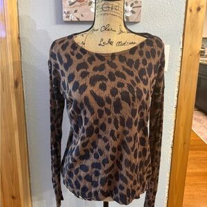 LOFT Brown and Black Animal Print Top